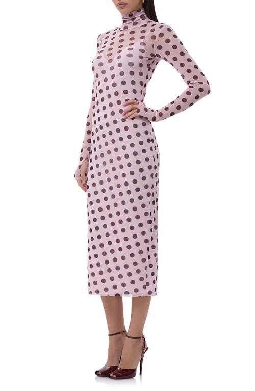 AFRM AFRM SHAILENE TURTLENECK LONG SLEEVE MESH MIDI DRESS 