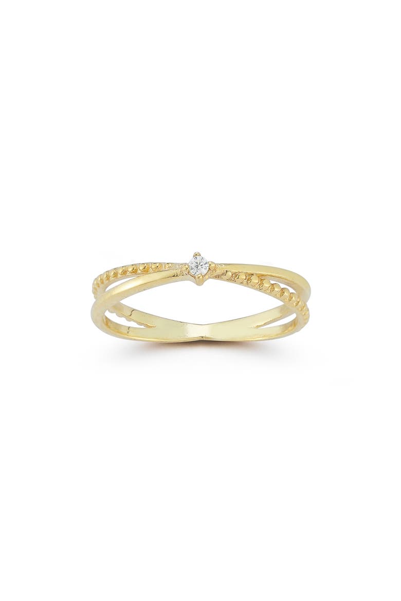 Cubic Zirconia Crisscross Ring, Main, color, GOLD