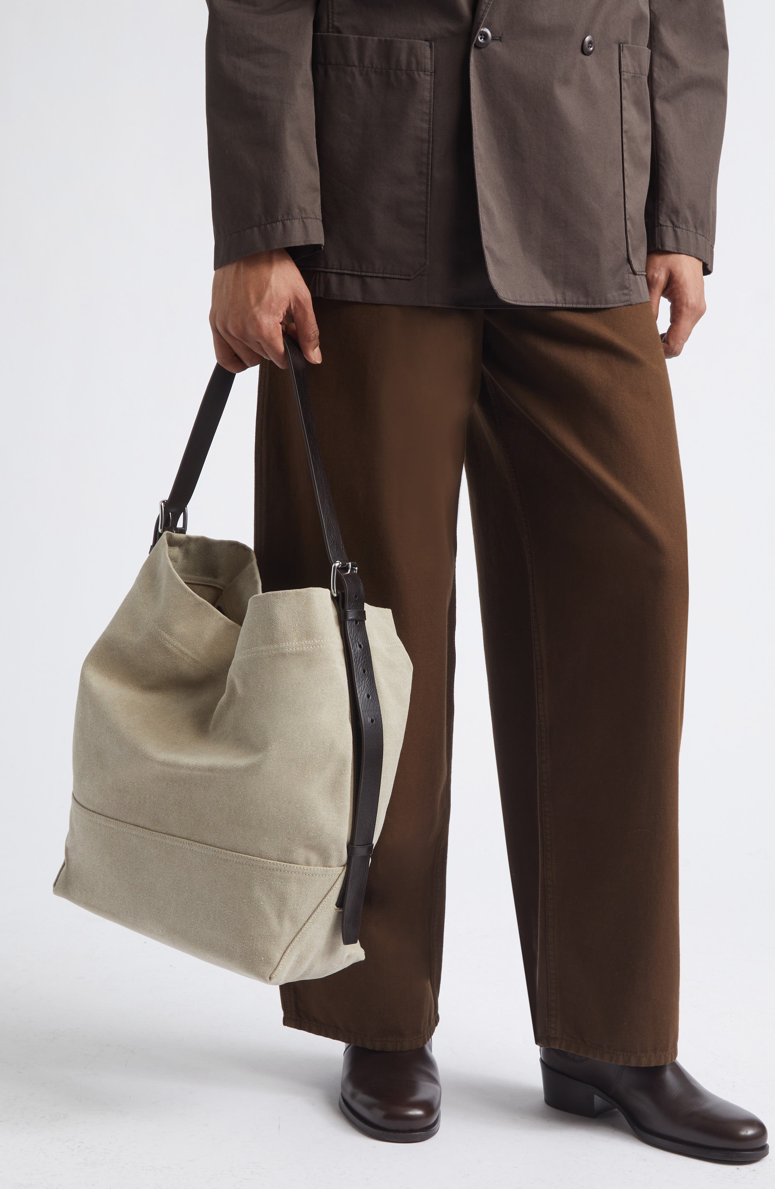 Lemaire Belted Canvas Tote, Alternate, color, Dark Linen