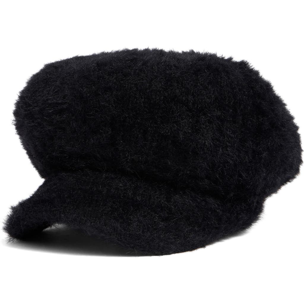 Nine West Eyelash Knit Newsboy Cap In Black