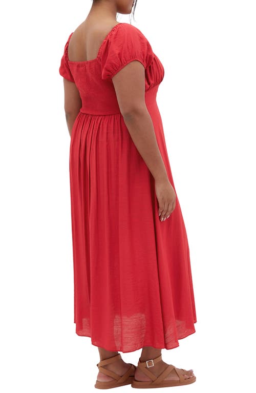 City Chic Abbigail Puff Sleeve Maxi Dress In Red