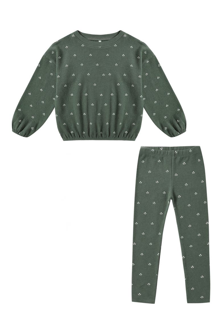Spongey Knit Sweatshirt & Leggings, Main, color, EVERGREEN
