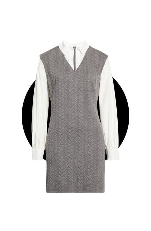 Long Sleeve Twofer Shirtdress