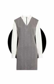 Long Sleeve Twofer Shirtdress