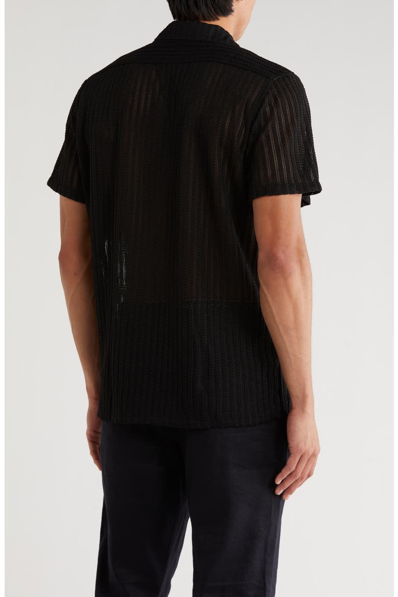 Textured Stripe Button-Up Shirt, Alternate, color, BLACK