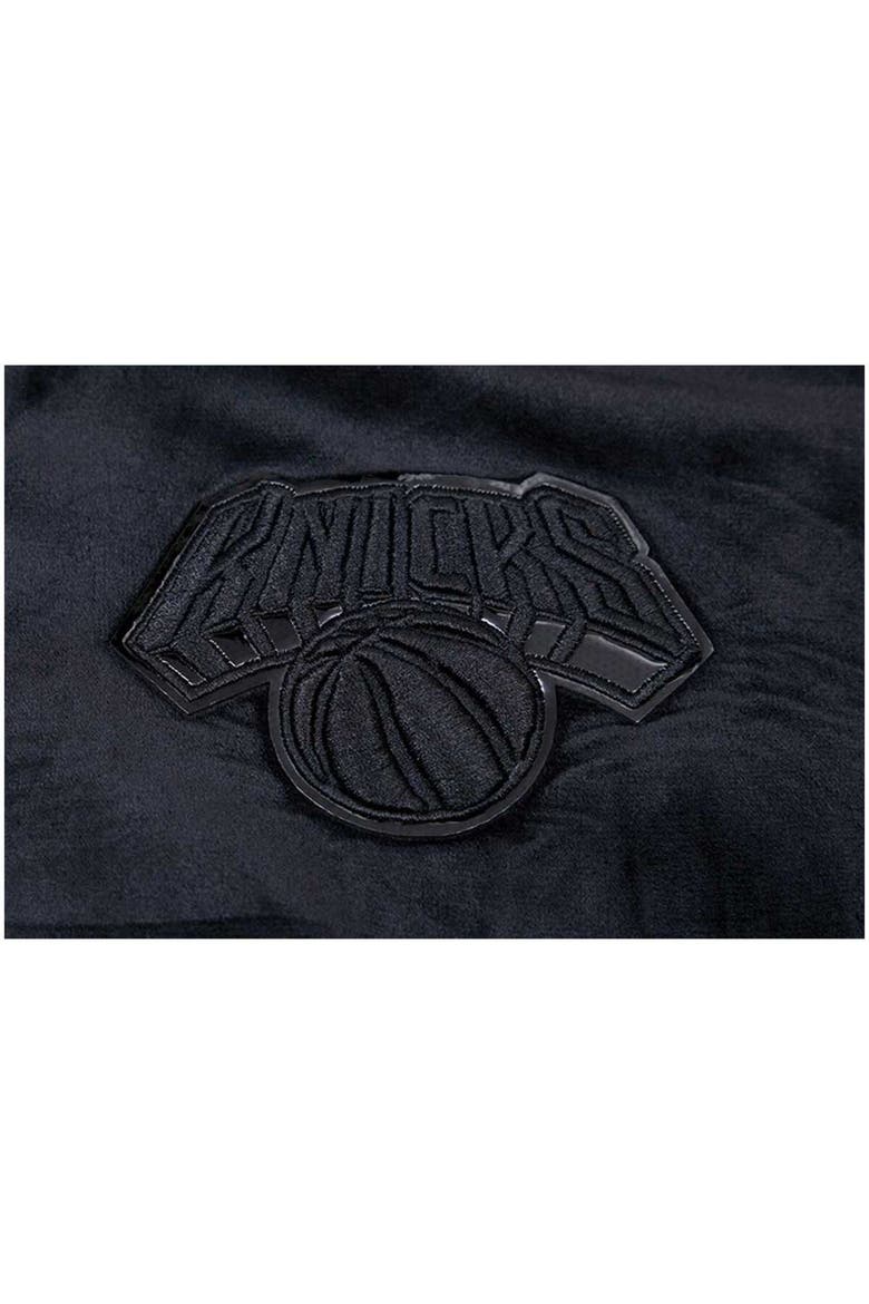 Women's Pro Standard New York Knicks Triple Black Velour Full-Zip Hoodie, Alternate, color, Black