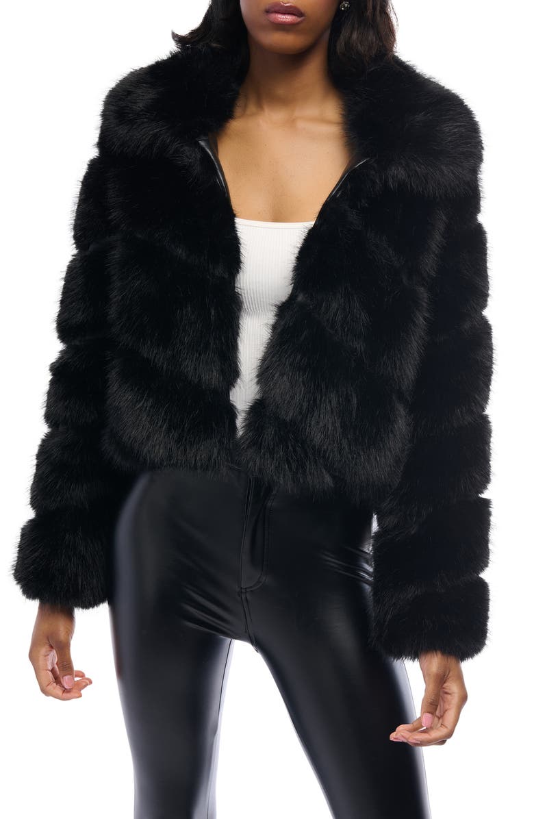 AZALEA WANG Faux Fur Jacket, Main, color, Black