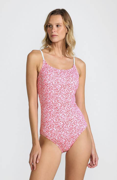 Chlorine Resistant Scoop Neck High Leg Tugless Tank Thin Strap One Piece Swimsuit Adjustable