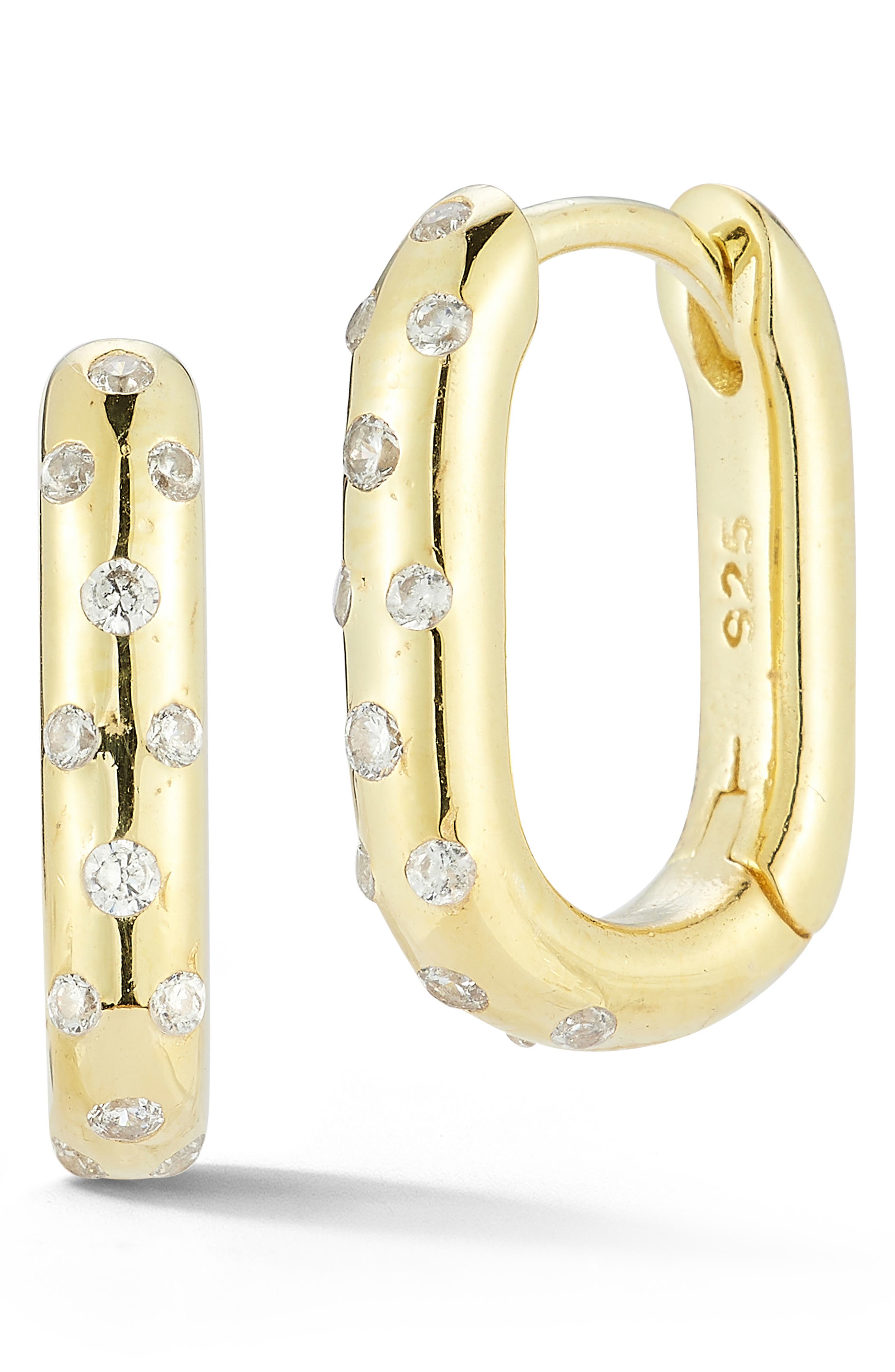 SPHERA MILANO Oval Cubic Zirconia Hoop Earrings