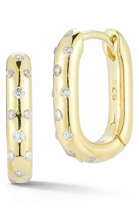 SPHERA MILANO Oval Cubic Zirconia Hoop Earrings