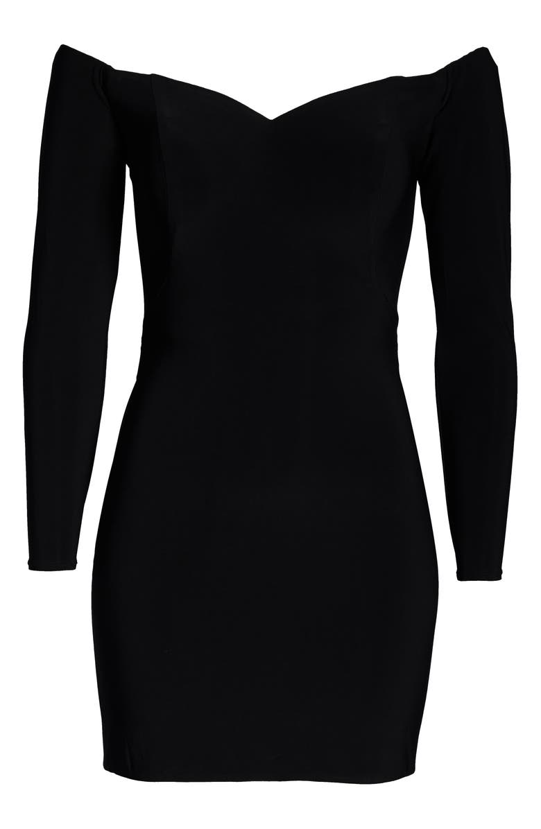La Femme Off the Shoulder Long Sleeve Body-Con Minidress, Alternate, color, 
