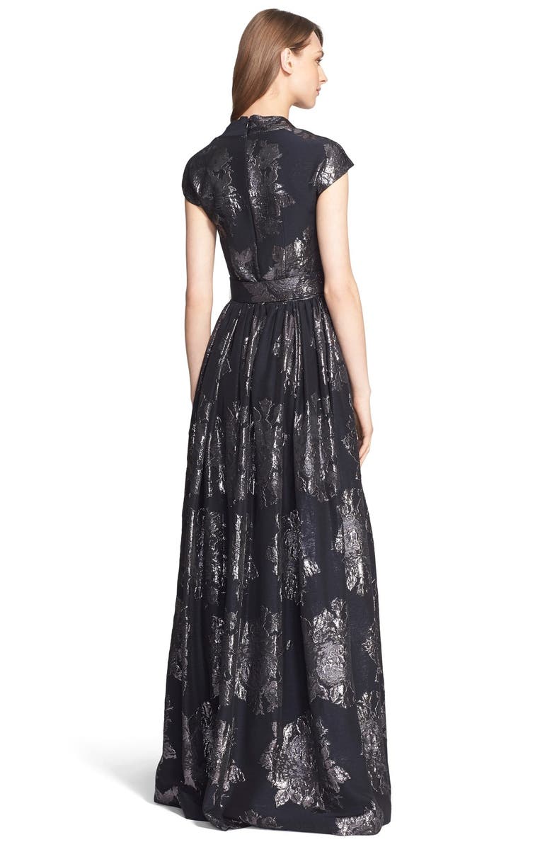 St. John Collection Metallic Rose Jacquard Gown, Alternate, color, 