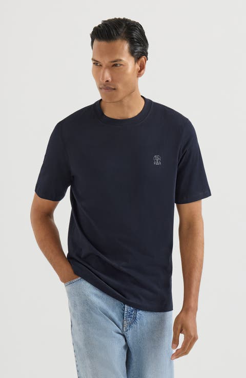 Cotton jersey crew neck T-shirt with logo