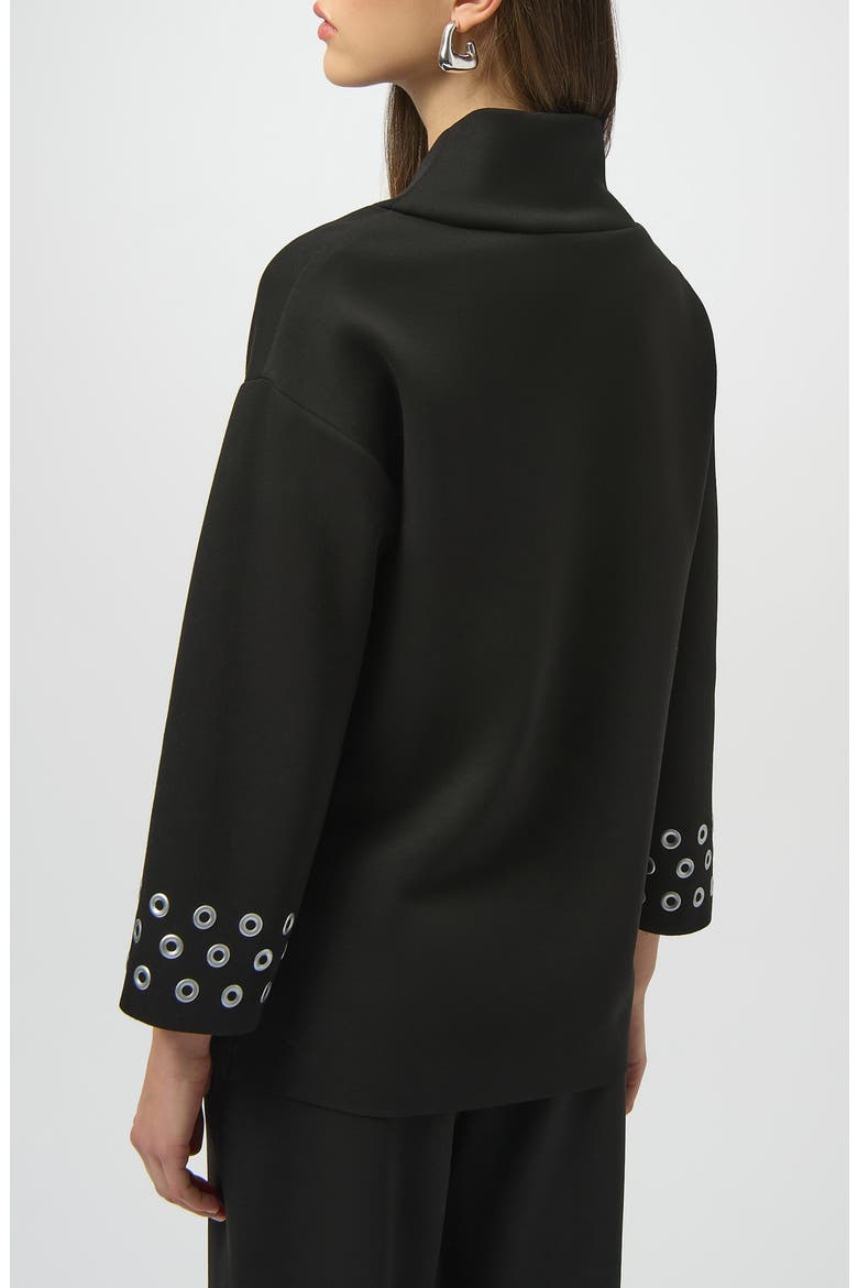 Grommet Detail Stand Collar Top, Alternate, color, BLACK