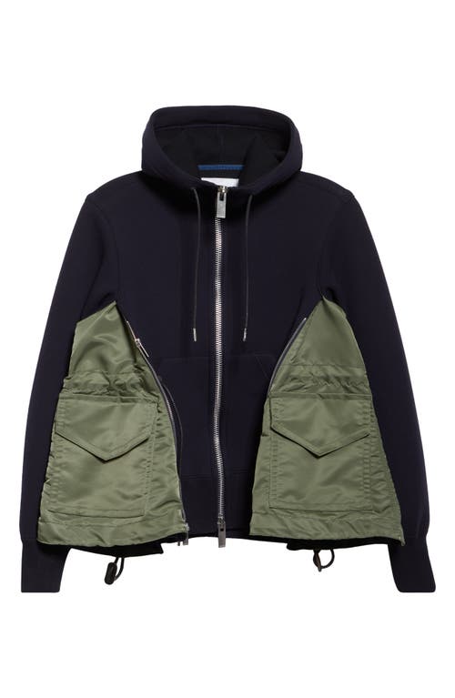 Sacai Sponge Sweat X Nylon Twill Hoodie In Black