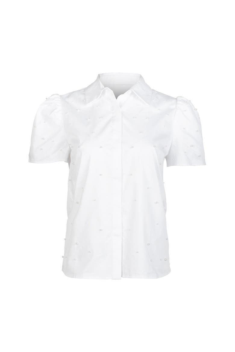 Murphy Pearl Embellished Poplin Shirt, Alternate, color, white