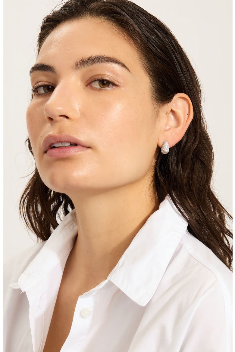 Pavé Teardrop Earrings, Alternate, color, SILVER