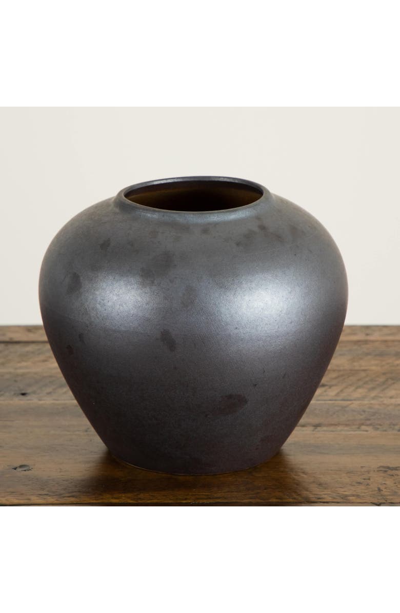 NEARLY NATURAL 7-in Black Round Urn Vase, Alternate, color, Black