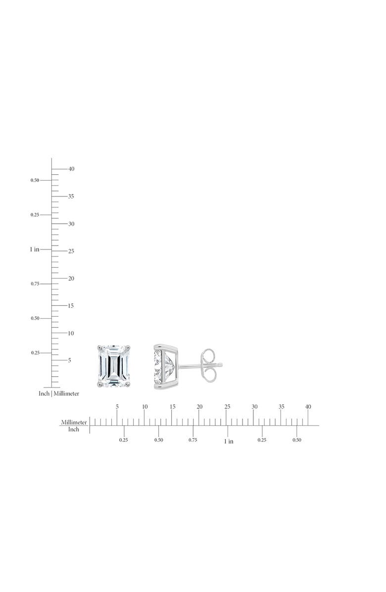 Crislu Emerald Cut Cubic Zirconia Stud Earrings, Alternate, color, Pure Platinum/ Clear Stone