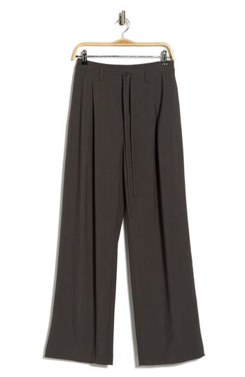 Ellen Tracy Pleated Front Wide Leg Pants In Brown