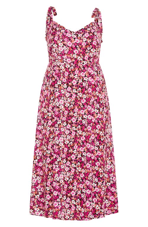 City Chic Tamara Floral Tie Strap Midi Sundress In Pink