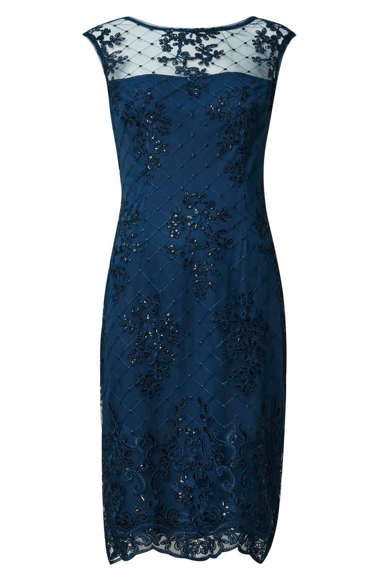 Adrianna Papell Sequin Embroidered Sheath Dress, Alternate, color, 