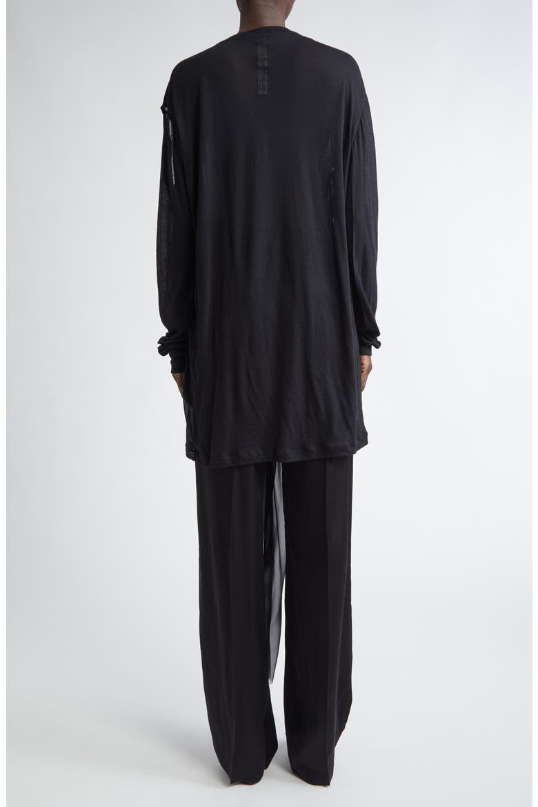 Drain Cutout Cotton & Silk Chiffon T-Shirt, Alternate, color, BLACK/ BLACK
