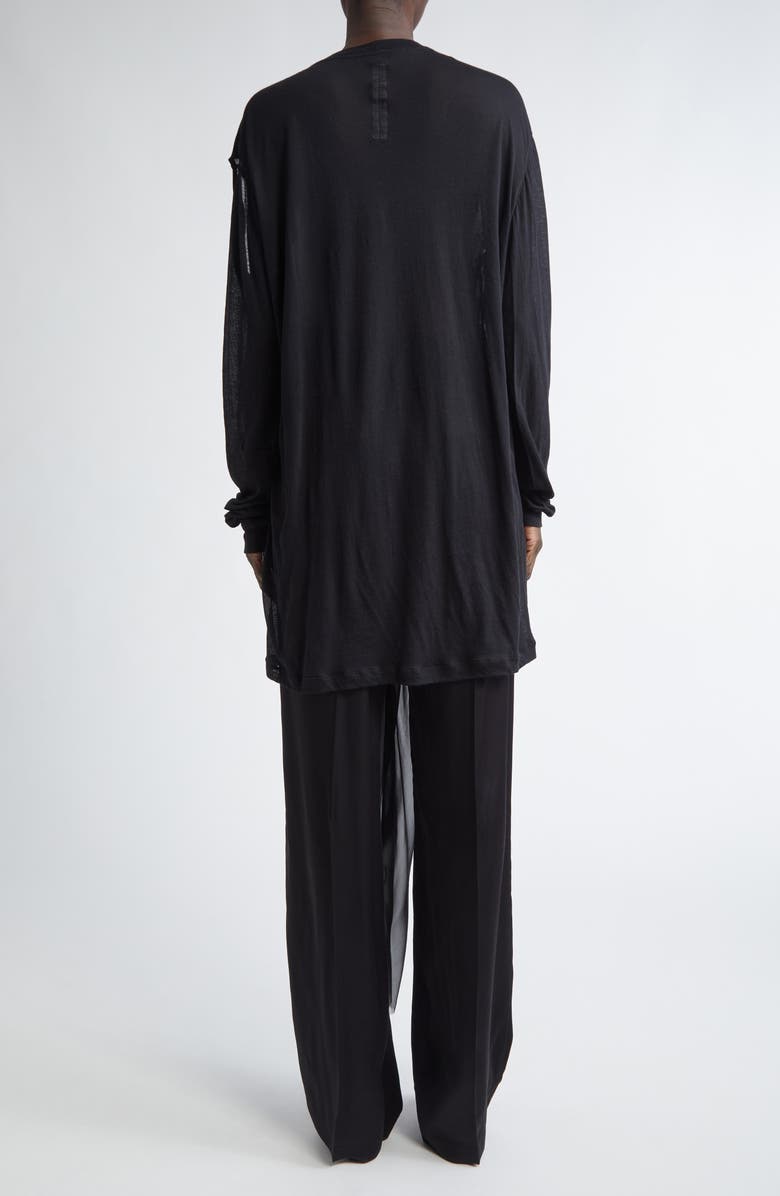 Rick Owens Drain Cutout Cotton & Silk Chiffon T-Shirt, Alternate, color,