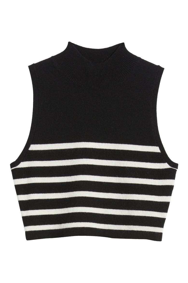 Cashmere Sleeveless Crop Sweater, Alternate, color, BLACK MULTI