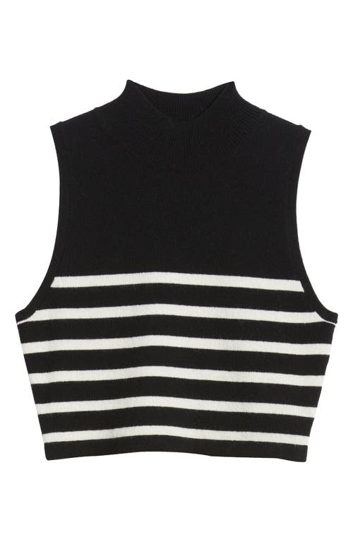 Frame Mock Neck Sleeveless Crop Cashmere Sweater In Multi