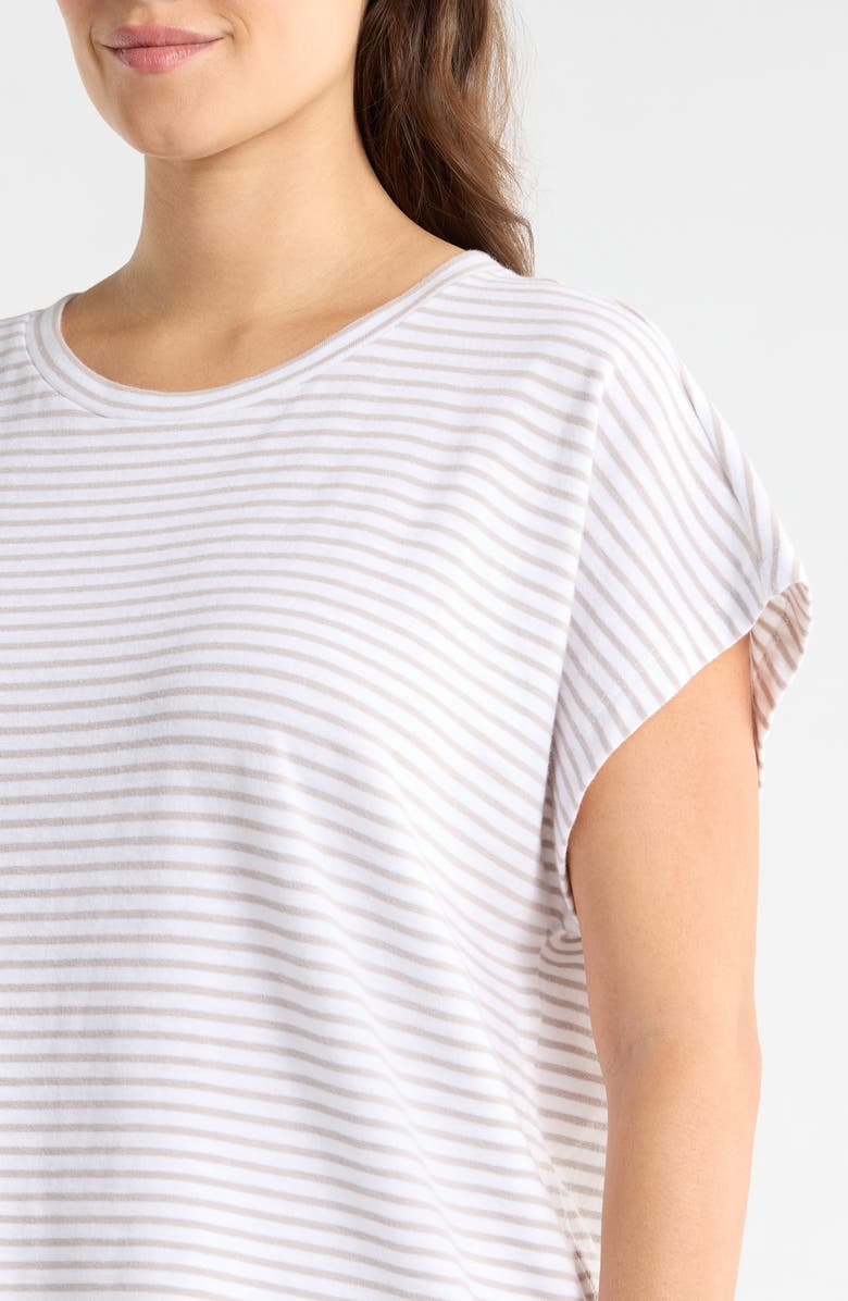 Eileen Fisher Stripe Crewneck Organic Cotton Top, Alternate, color, Chalk