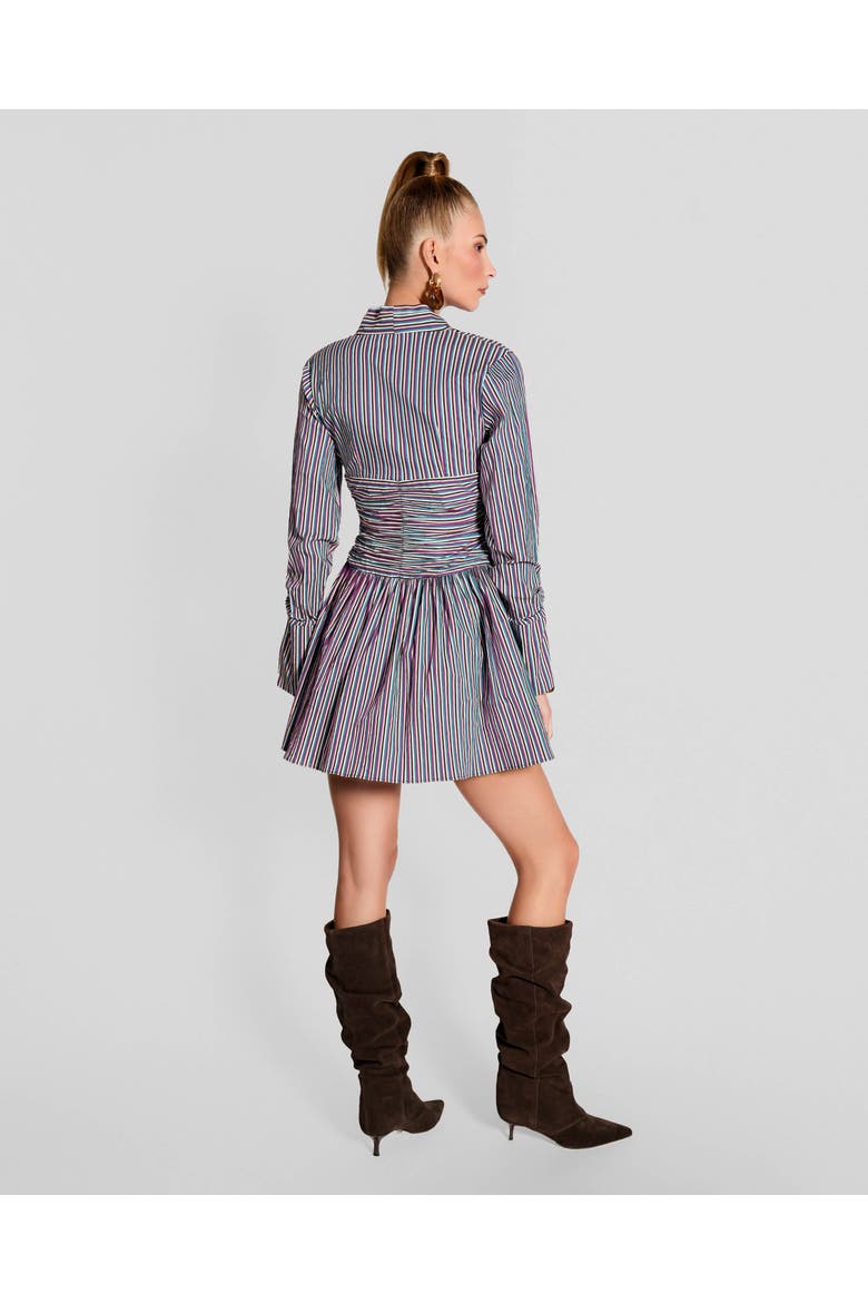 Rhapso Multi Stripe Ruched Shirtdress, Alternate, color, Mix Teal