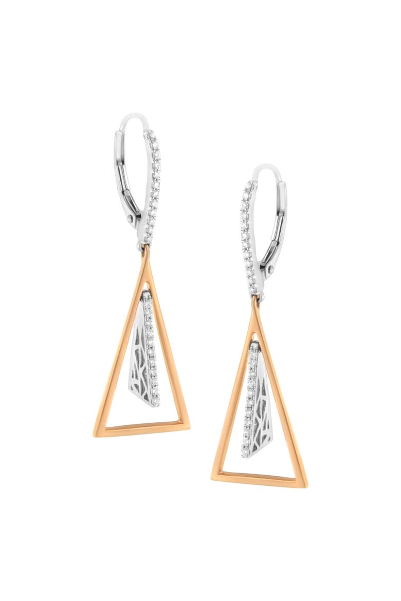14K Rose and White Gold 3/8 Ct Diamond Windchime Drop and Dangle Earring, Alternate, color, White