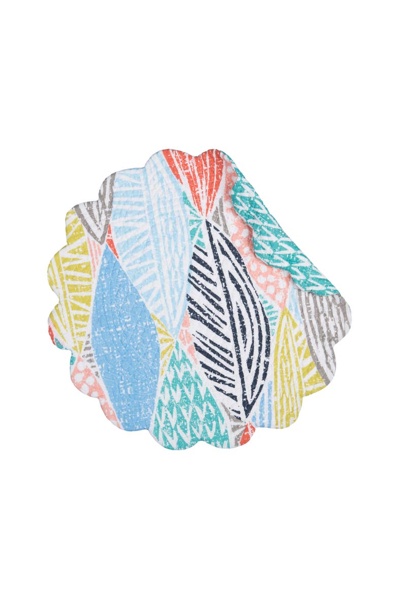 Surfside Sound Scalloped Round Placemats Set of 6 Nautical Design Beach, 17", Alternate, color, Blue