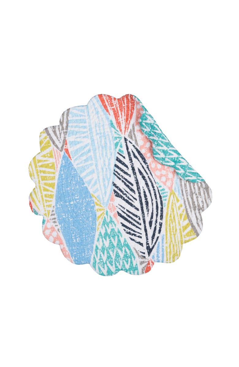 C&F Home Surfside Sound Scalloped Round Placemats Set of 6 Nautical Design Beach, 17", Alternate, color, Blue