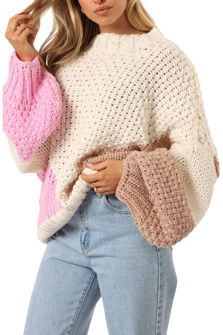 Koda Colorblock Oversize Sweater, Main, color, BEIGE MULTI