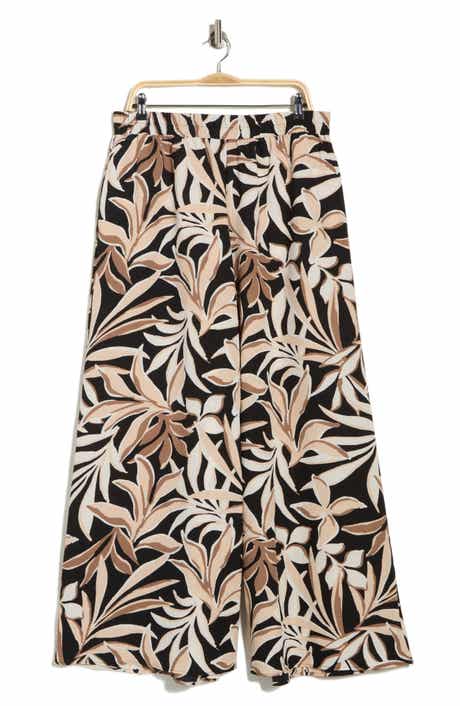 Renee C Leaf Print Wide Leg Pants