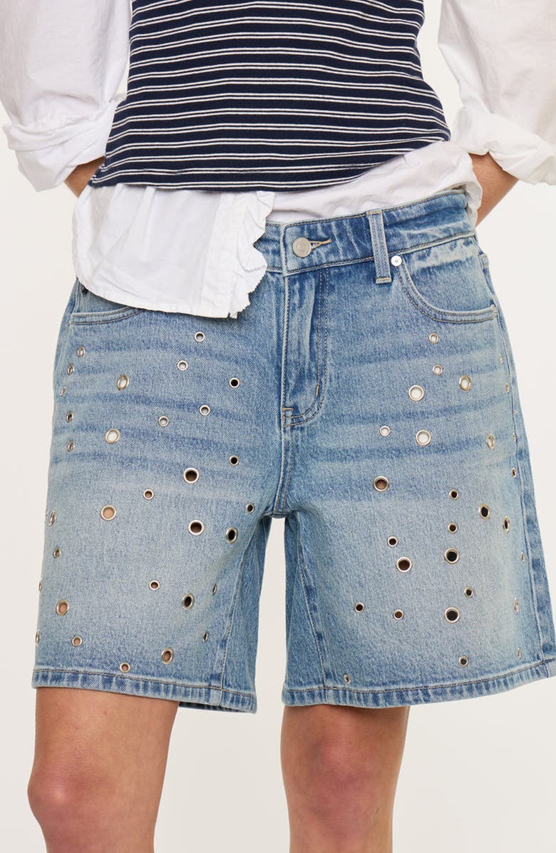 KanCan Jay 90s Low Rise Boy Shorts, Alternate, color, Medium Wash