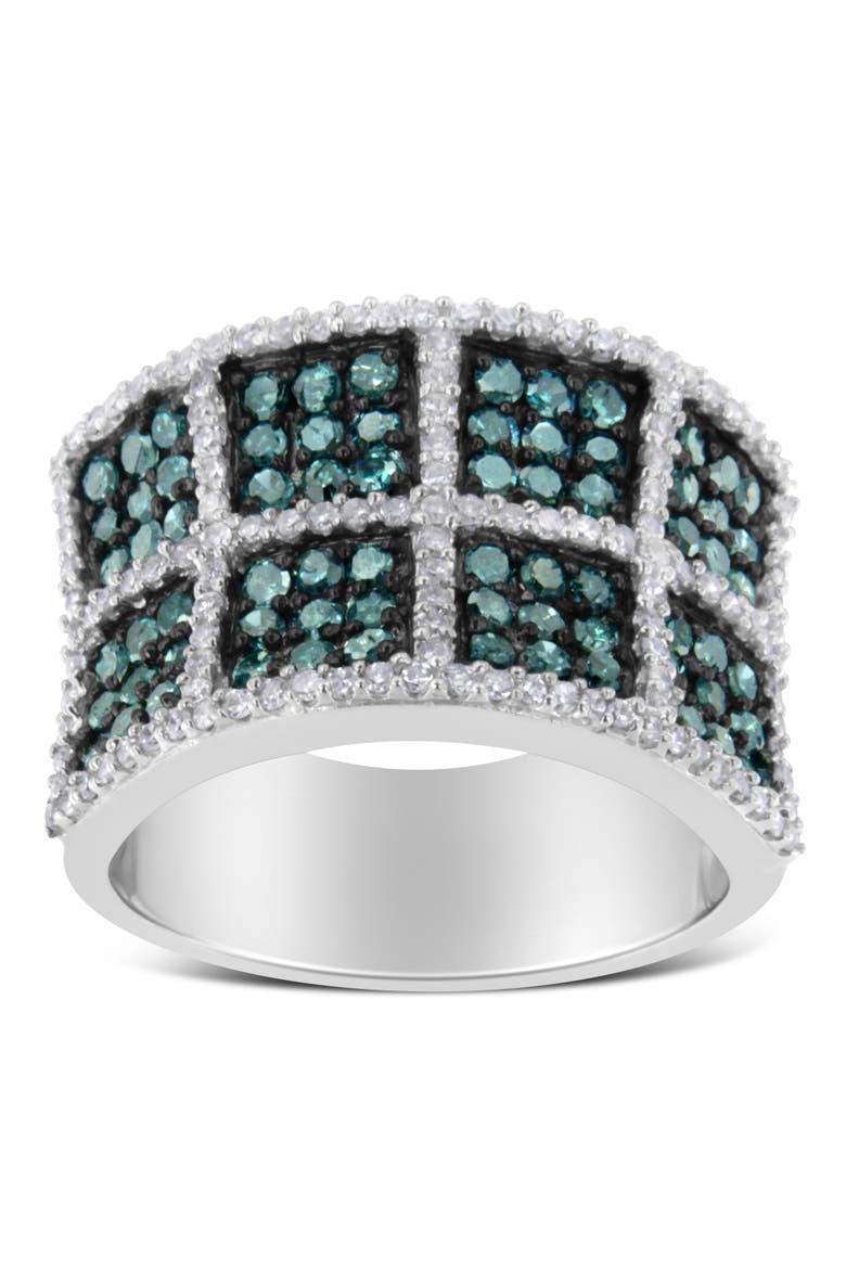 14K Gold 1 1/2 Cttw White and Treated Blue Diamond Cocktail Ring, Alternate, color, White Gold