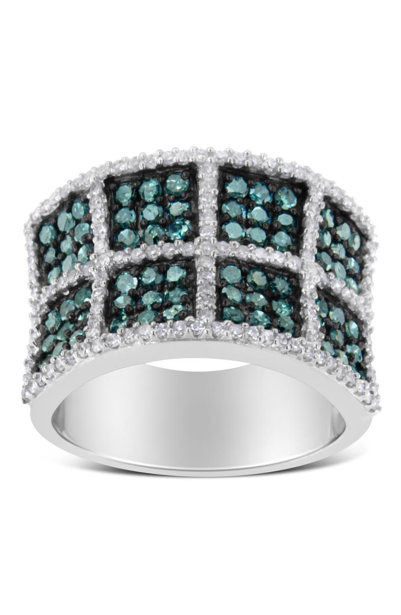 Haus of Brilliance 14K Gold 1 1/2 Cttw White and Treated Blue Diamond Cocktail Ring, Alternate, color, White Gold