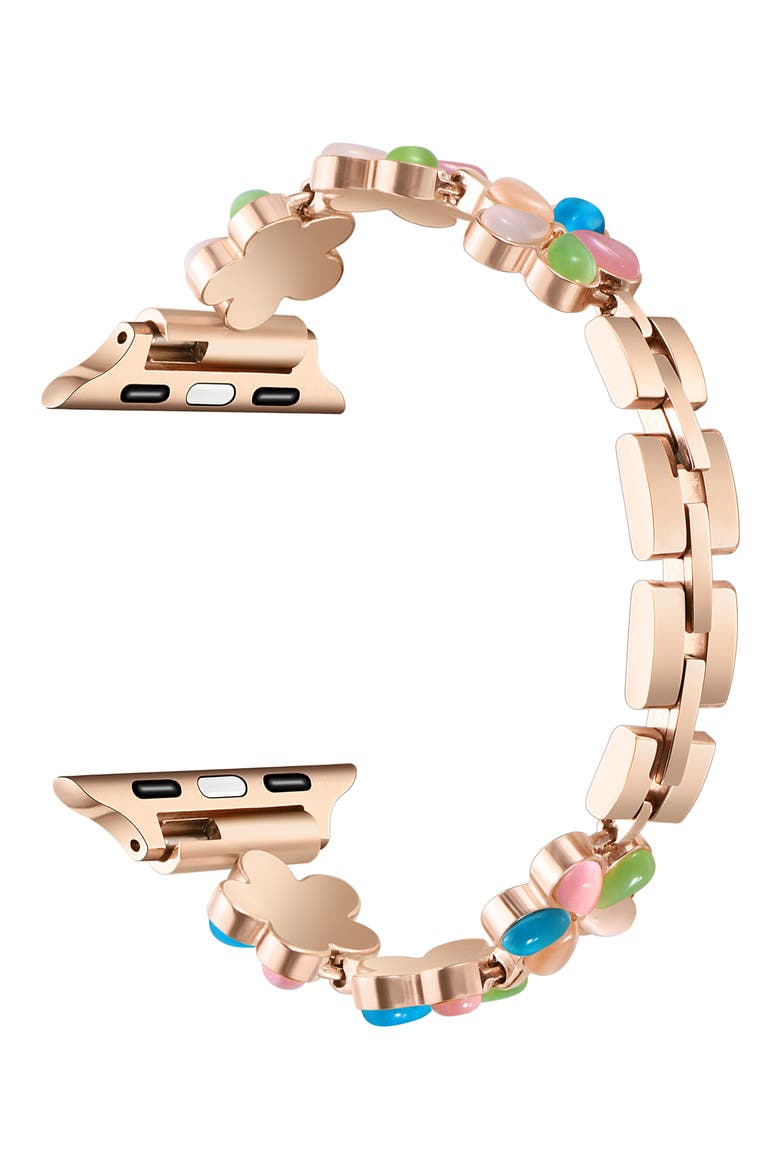 June Flower Bracelet Apple Watch® Watchband, Alternate, color, ROSE GOLD MULTI