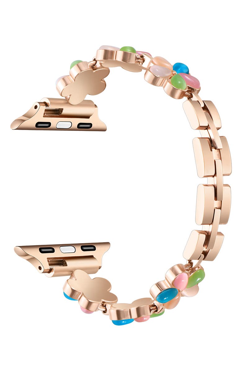The Posh Tech June Flower Bracelet Apple Watch<sup>®</sup> Watchband, Alternate, color, Rose Gold Multi