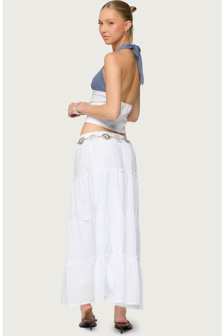 Tiered Cotton Maxi Skirt, Alternate, color, WHITE