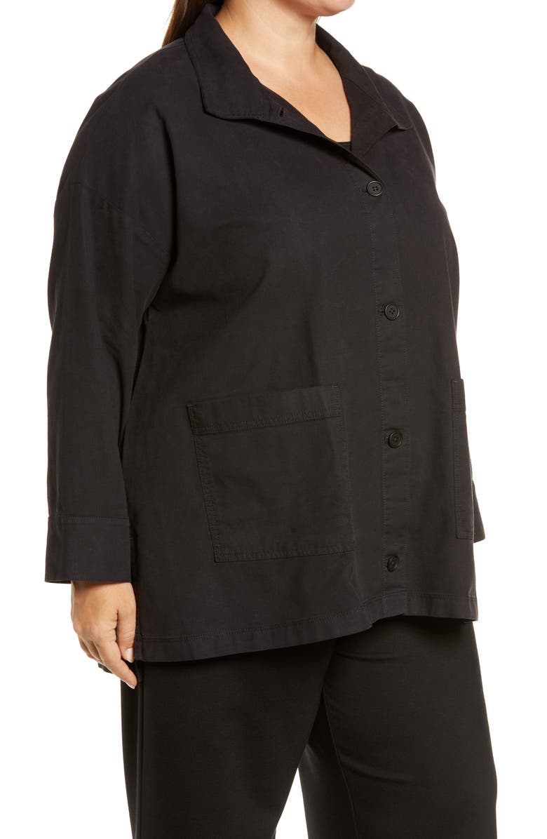 Eileen Fisher Stand Collar Organic Cotton & Hemp Jacket, Alternate, color, 