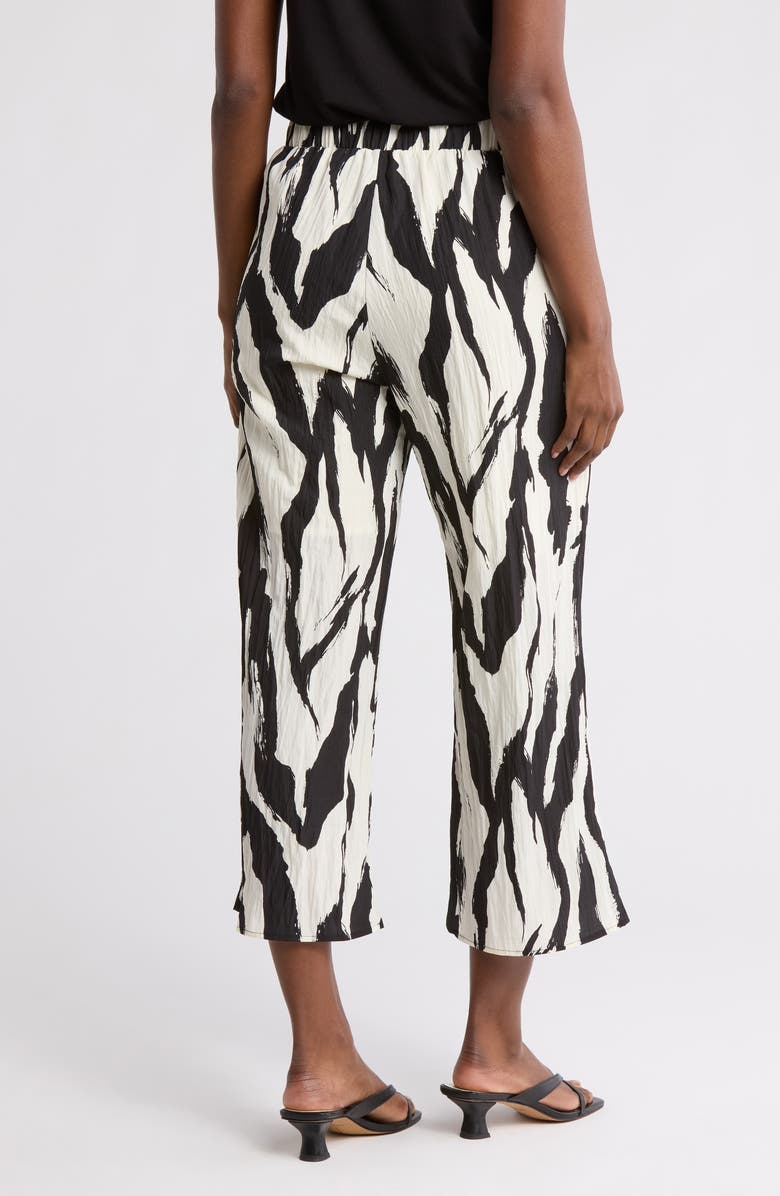 Pleione Textured Wide Leg Pull-On Pants, Alternate, color, Cream/ Black Paint Stroke
