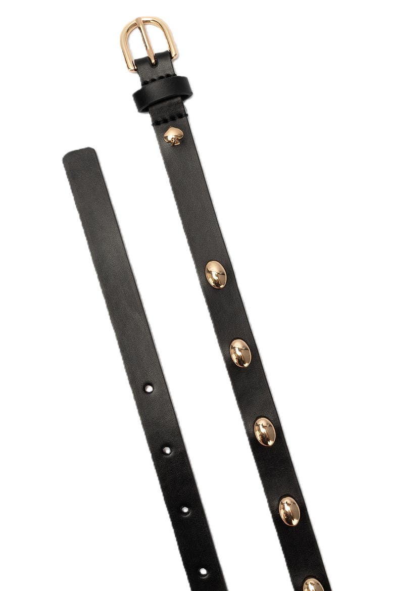 stud leather belt, Alternate, color, BLACK