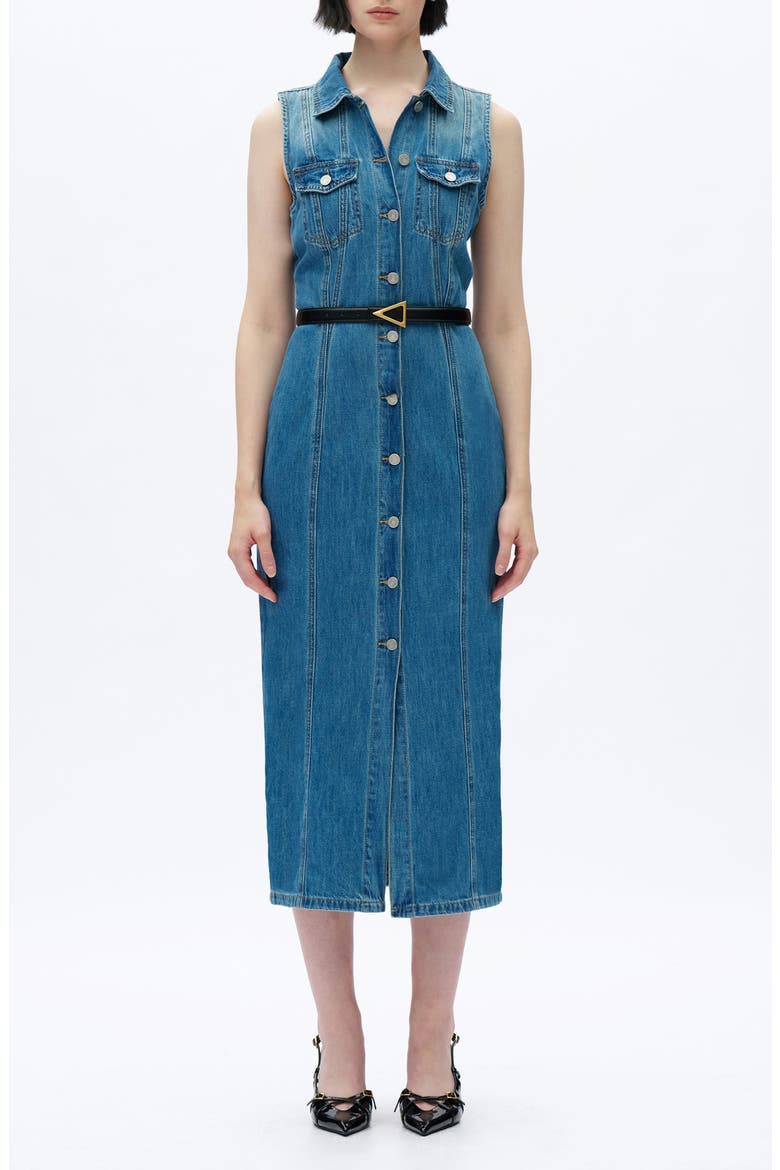 Sleeveless Denim Maxi Dress, Main, color, MEDIUM BLUE