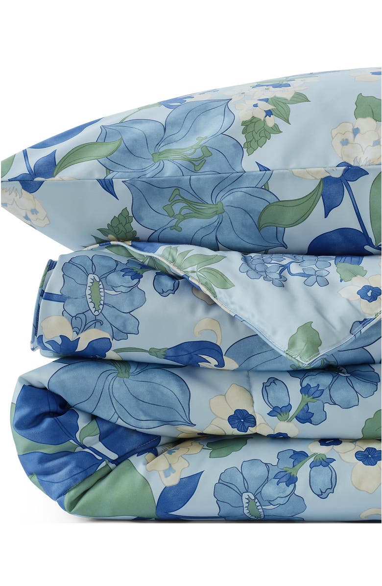 Lands' End 400 Thread Count Premium Supima Cotton No Iron Sateen Comforter, Main, color, Serene Blue Lilies