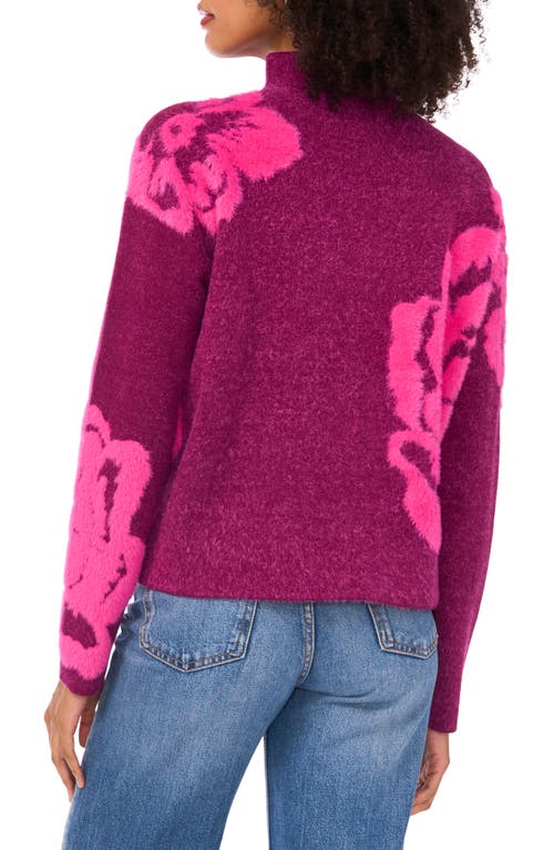 1.state Flower Mock Neck Sweater In Purple