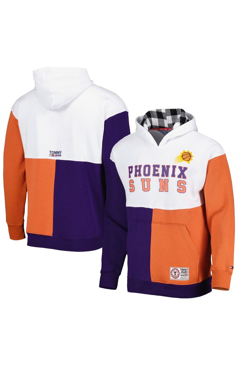 TOMMY JEANS Men's Tommy Jeans White/Purple Phoenix Suns Andrew Split Pullover Hoodie, Alternate, color, White